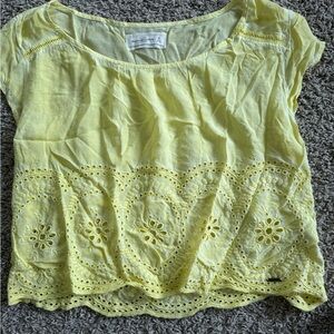 Yellow Eyelet Lace Women's Top